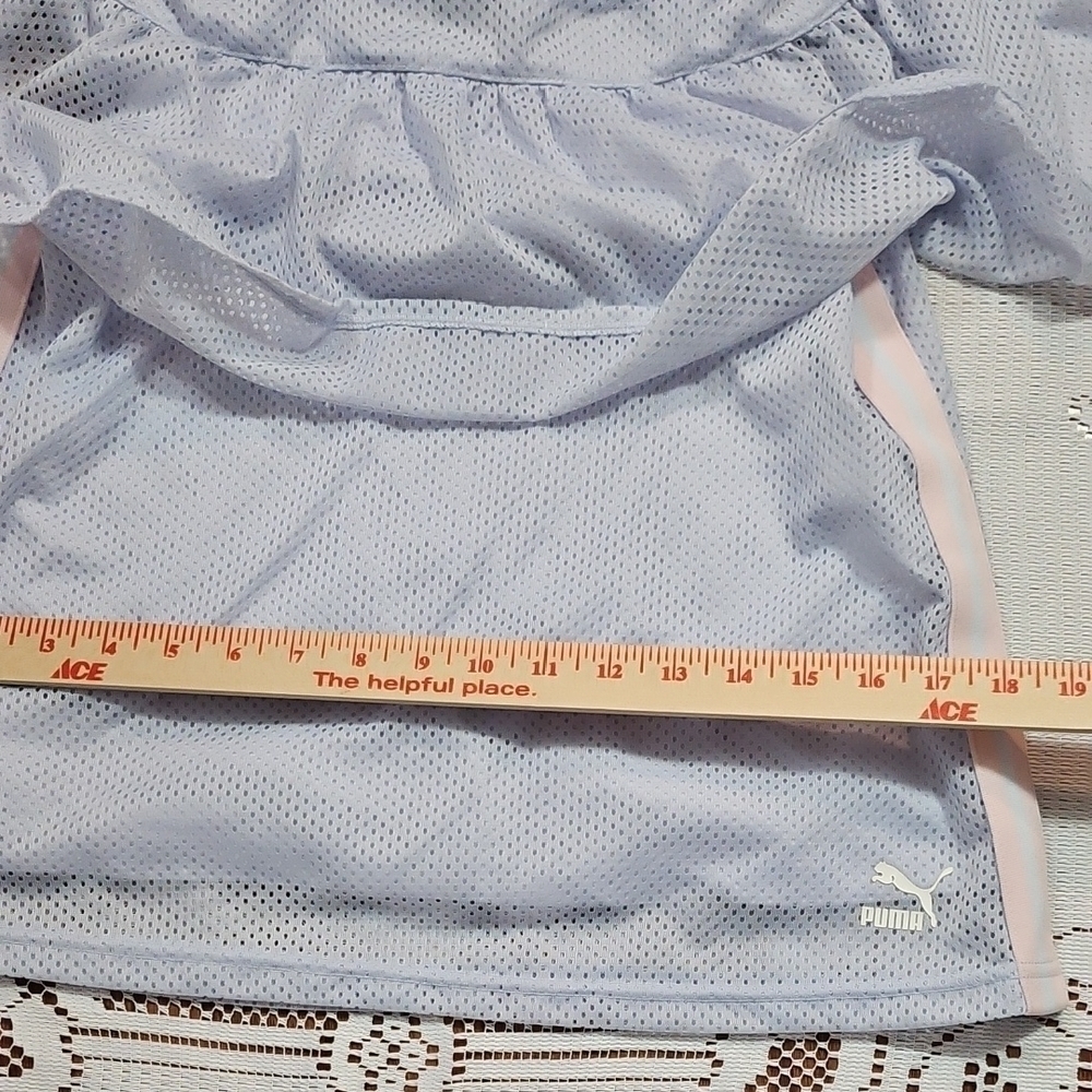 Puma Blue Ruffled Puff Sleeve Blouse - Picture 4 of 6